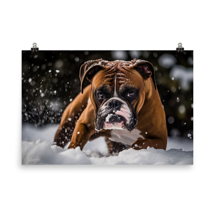 Boxer in the Snow photo paper poster - Posterfy.AI