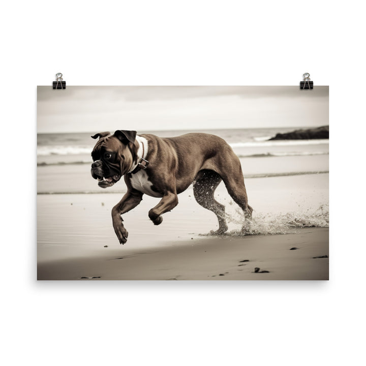 Boxer at the Beach photo paper poster - Posterfy.AI