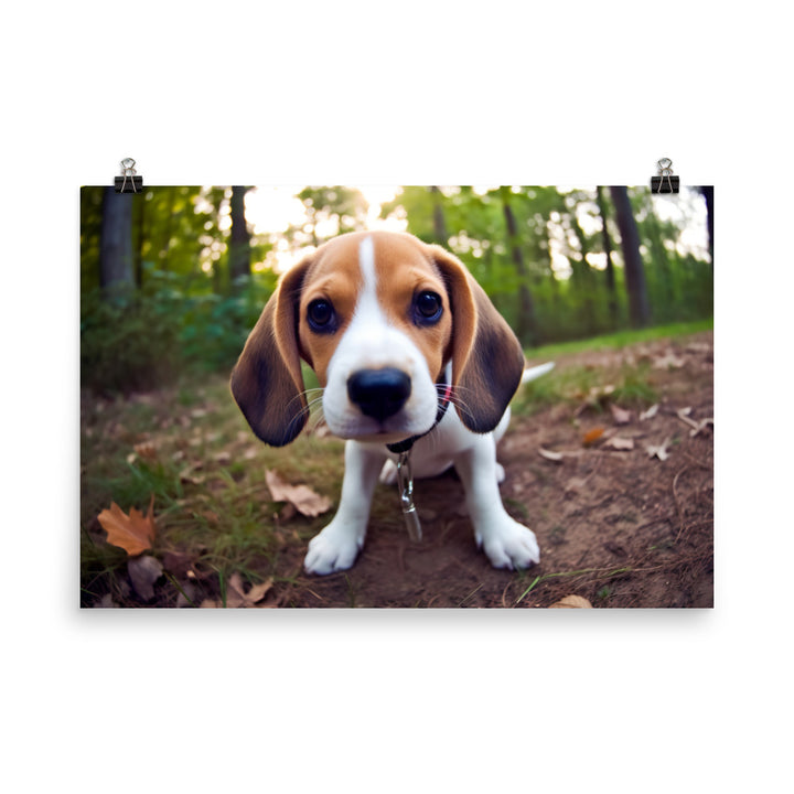 The curious eyes of a Beagle pup photo paper poster - Posterfy.AI