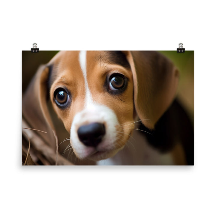 The curious eyes of a Beagle pup photo paper poster - Posterfy.AI