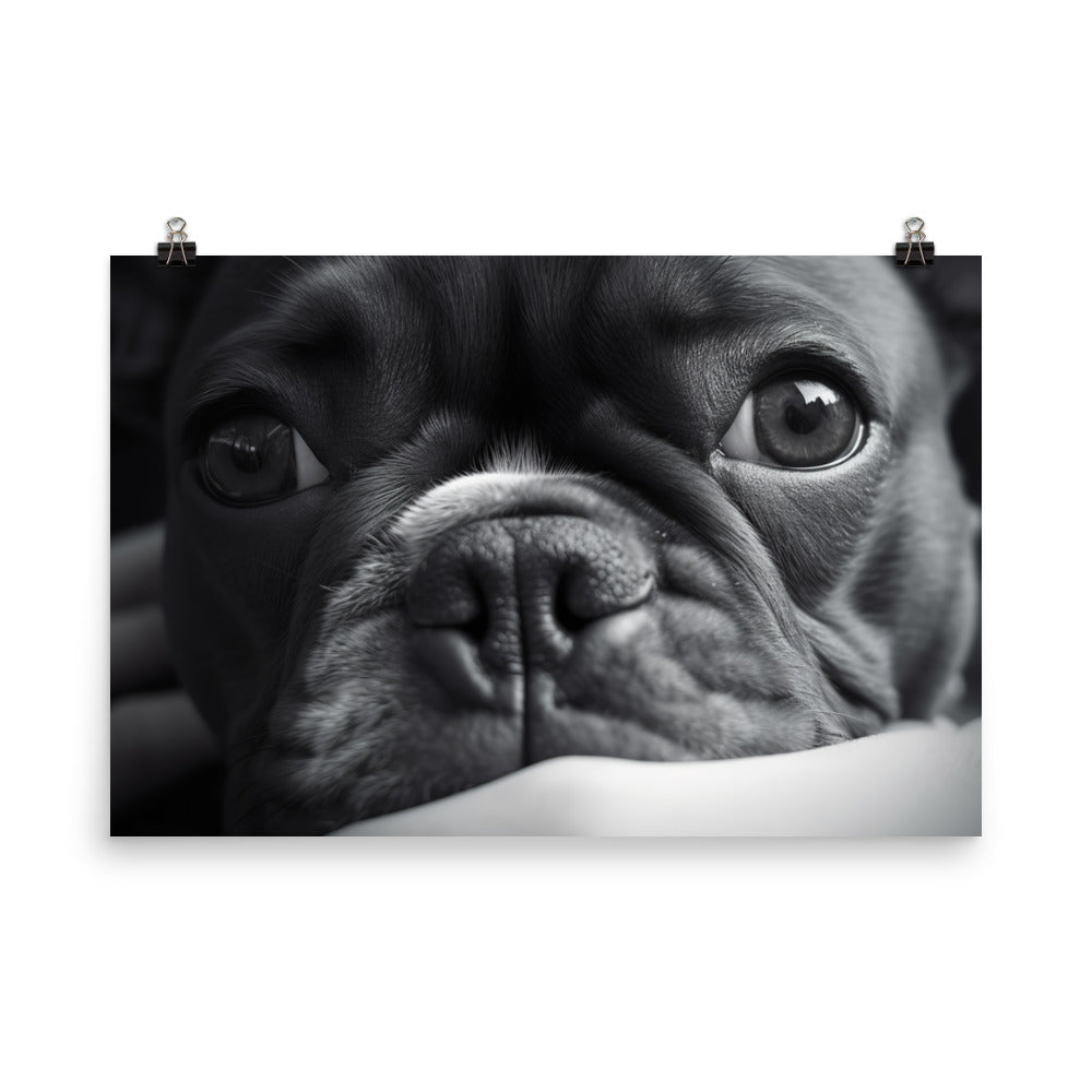 Snuggle time with Frenchie photo paper poster - Posterfy.AI