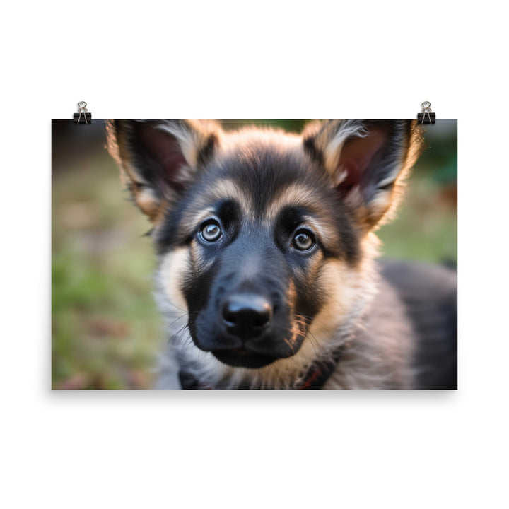 German Shepherd puppy with bright eyes photo paper poster - Posterfy.AI