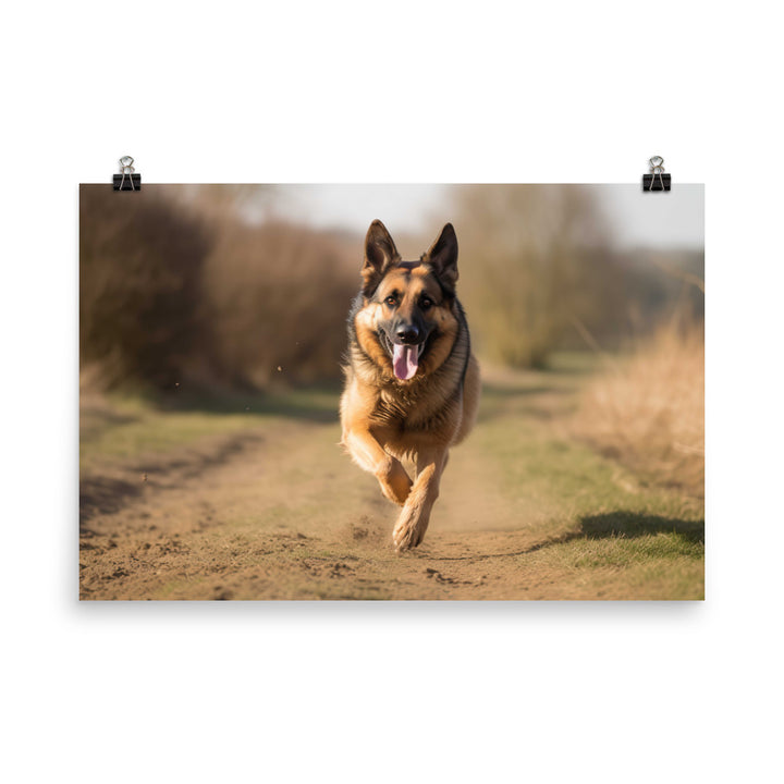 German Shepherd in motion photo paper poster - Posterfy.AI