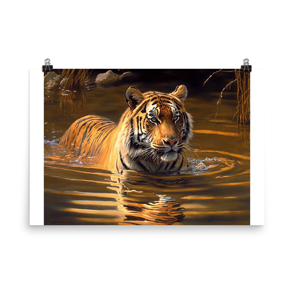 Tiger oil painting photo paper poster - Posterfy.AI
