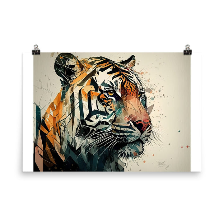 Tiger in colorful cubism style photo paper poster - Posterfy.AI