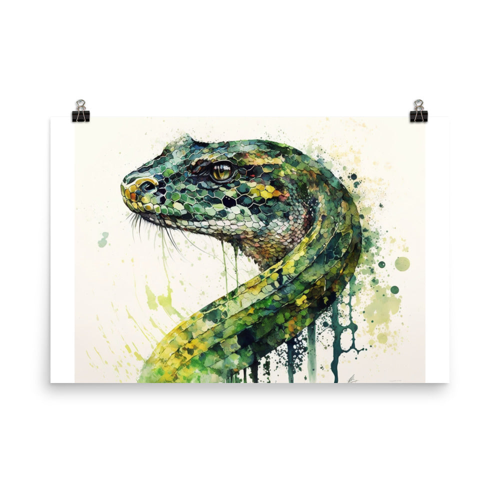 Snake in watercolour photo paper poster - Posterfy.AI