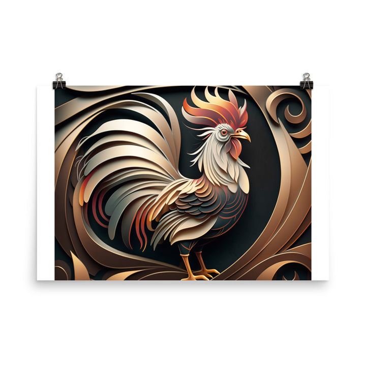 Rooster in art deco photo paper poster - Posterfy.AI