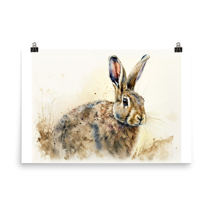 Rabbit in watercolour photo paper poster - Posterfy.AI