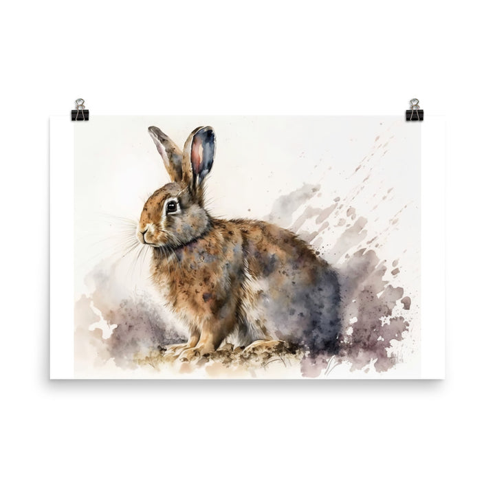 Rabbit in watercolour photo paper poster - Posterfy.AI