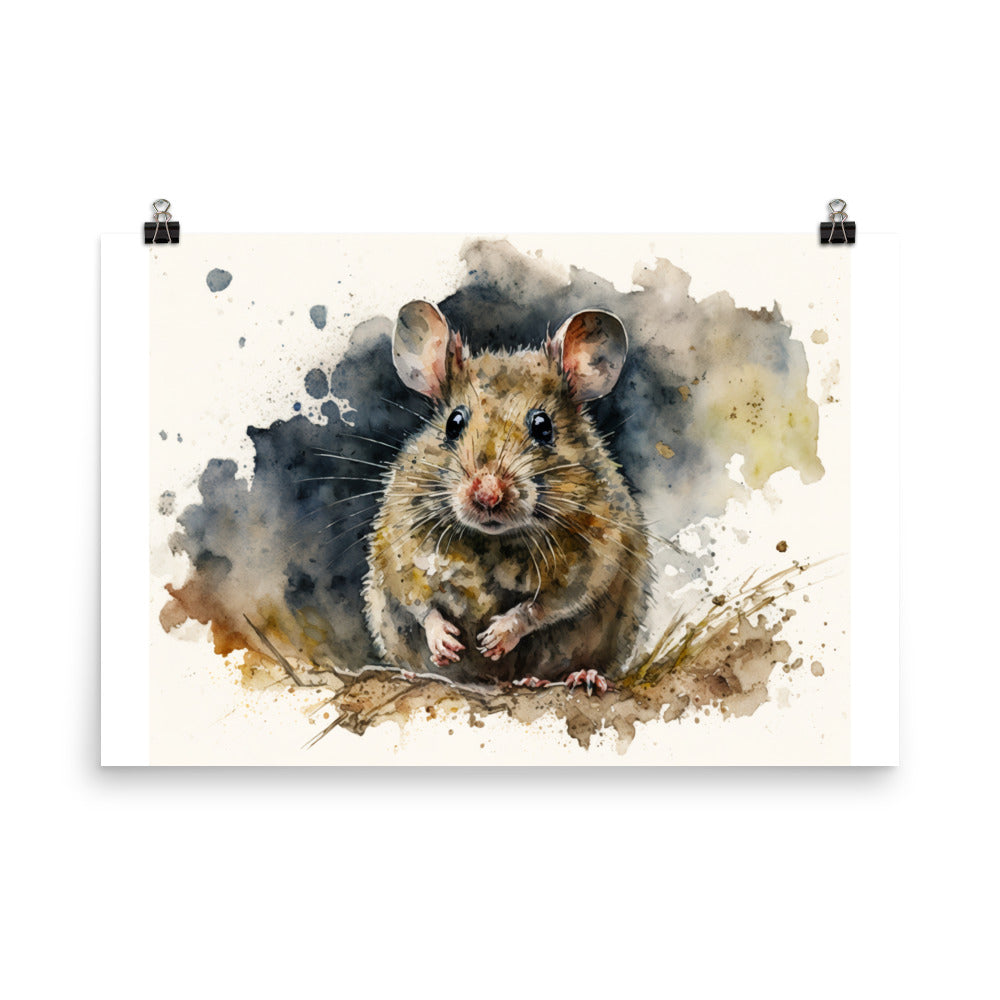 Mouse in watercolour photo paper poster - Posterfy.AI