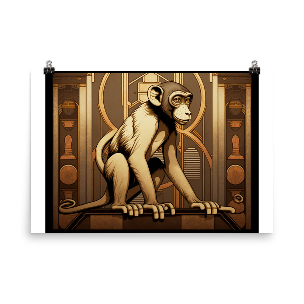 Monkey in art deco photo paper poster - Posterfy.AI