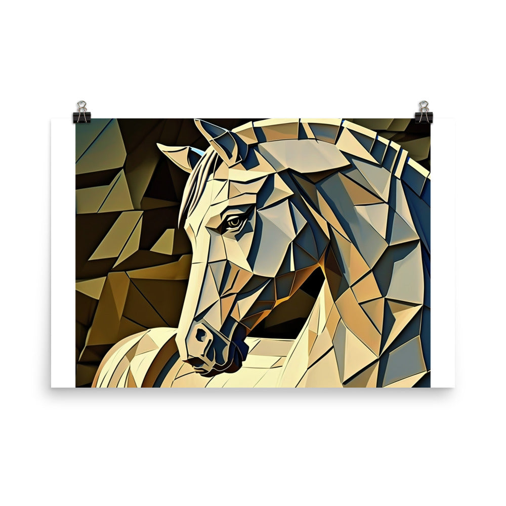 Horse in Picasso style photo paper poster - Posterfy.AI