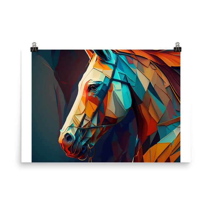 Horse in colorful cubism style photo paper poster - Posterfy.AI