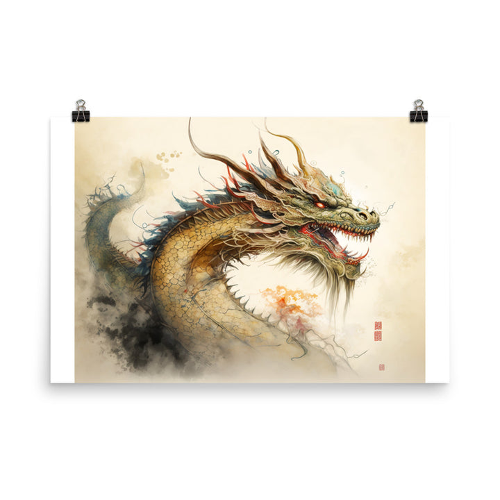 Dragon in watercolour photo paper poster - Posterfy.AI