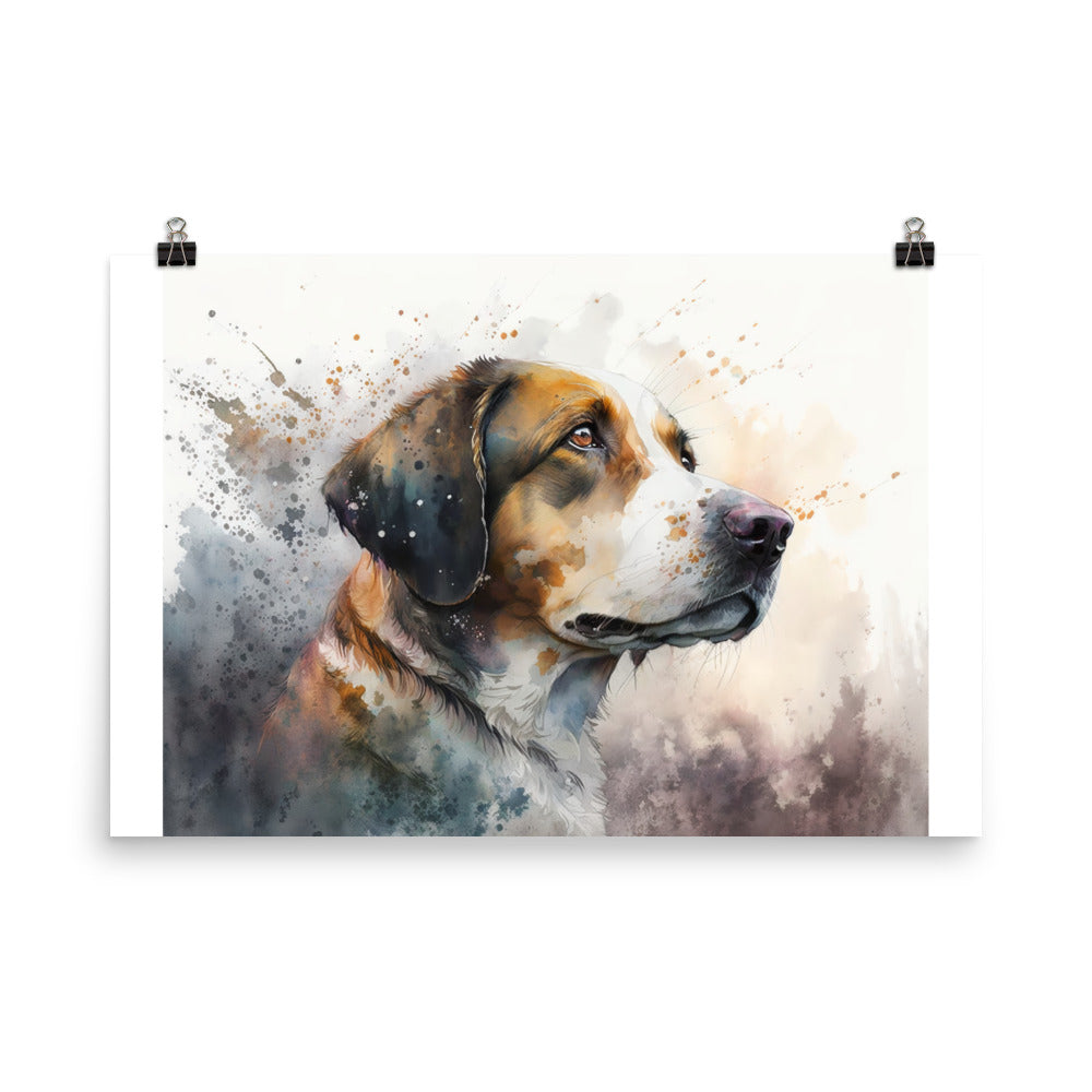 Dog in watercolour photo paper poster - Posterfy.AI