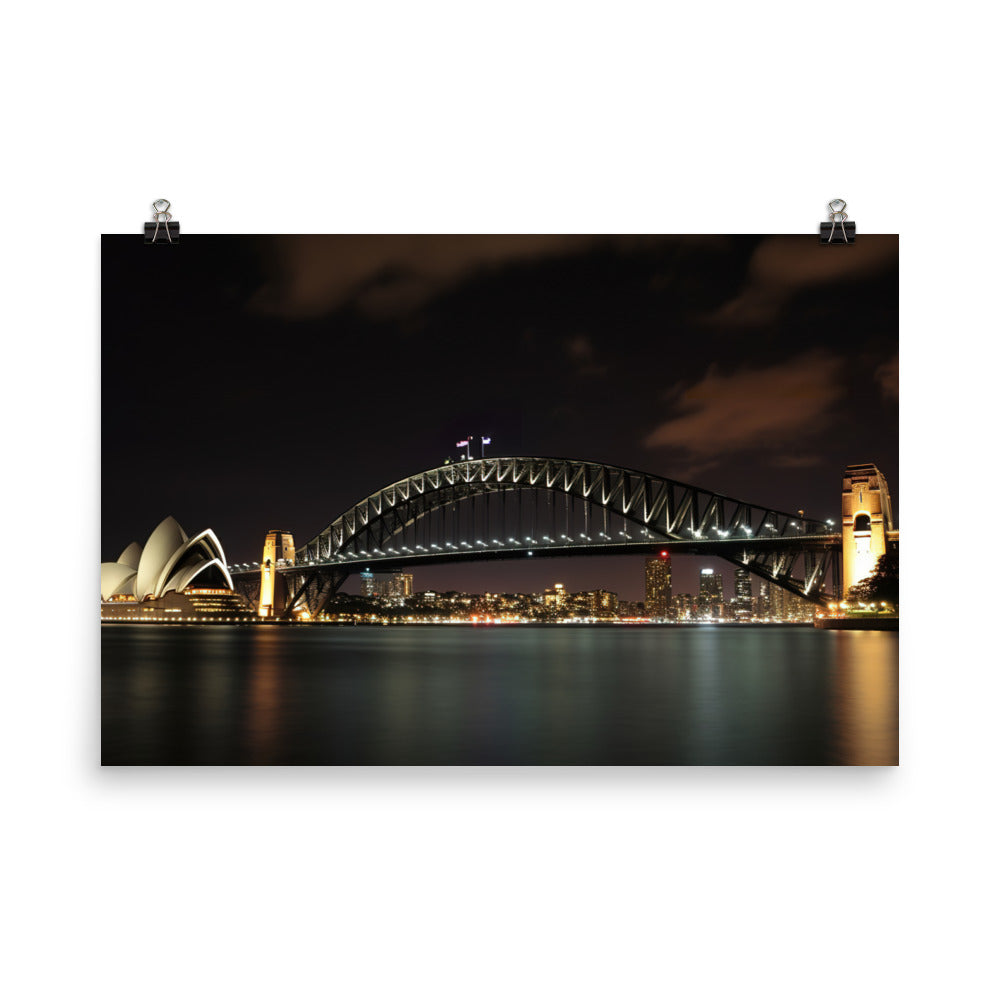 Sydney Harbour at Night photo paper poster - Posterfy.AI