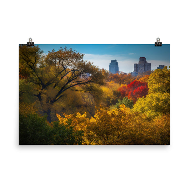 The Colors of Autumn in Central Park, New York City photo paper poster - Posterfy.AI