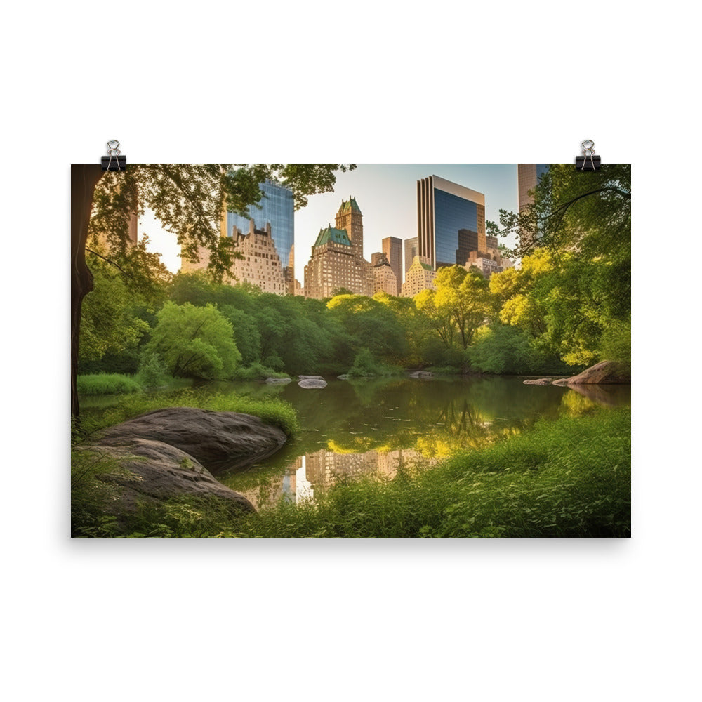 Central Park - A serene oasis in the heart of the city photo paper poster - Posterfy.AI