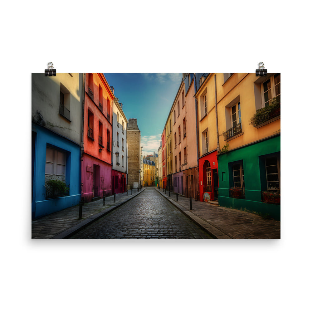 Rue Crmieux - The Most Colorful Street in Paris photo paper poster - Posterfy.AI