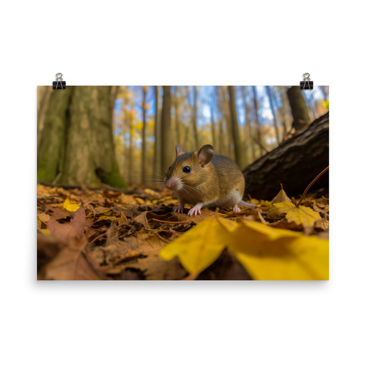 Yellow necked Mouse gathering food photo paper poster - Posterfy.AI