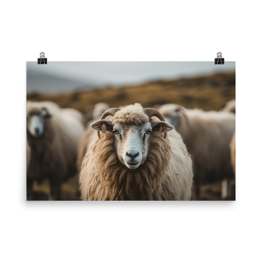 Curious Icelandic Sheep photo paper poster - Posterfy.AI