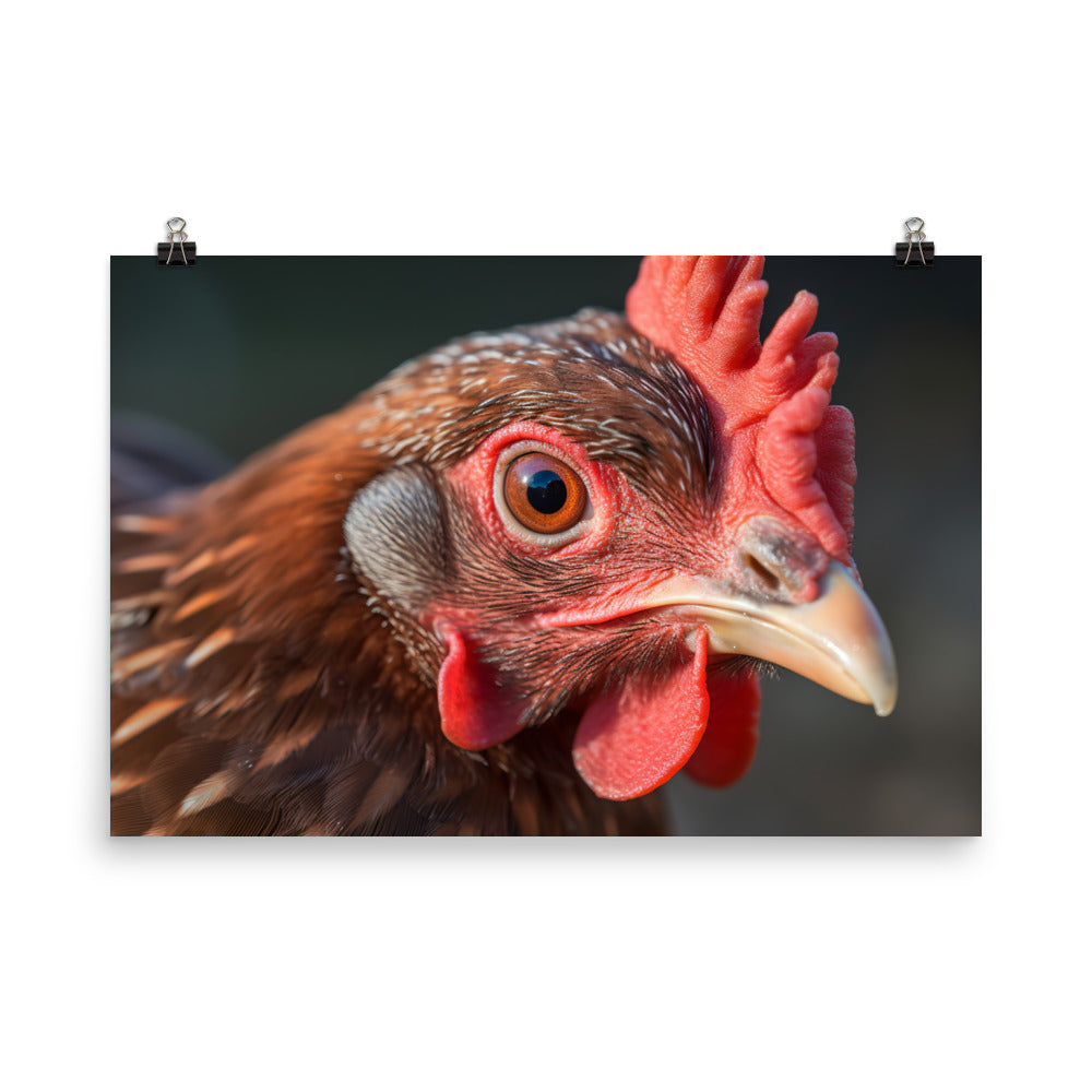 Cute Rhode Island Red Chicken photo paper poster - Posterfy.AI