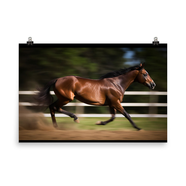 Thoroughbred horse in motion photo paper poster - Posterfy.AI