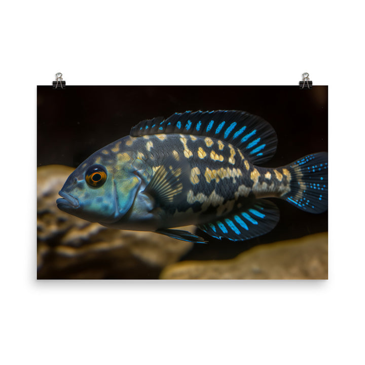 Magnificent African Cichlid with Unique Spotted Pattern photo paper poster - Posterfy.AI