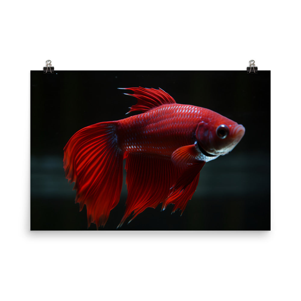 Elegant Red Betta Fish Photo paper poster - Posterfy.AI