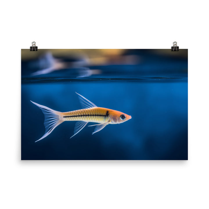 Elegant Swordtail Fish Floating in Serene Waters Photo paper poster - Posterfy.AI