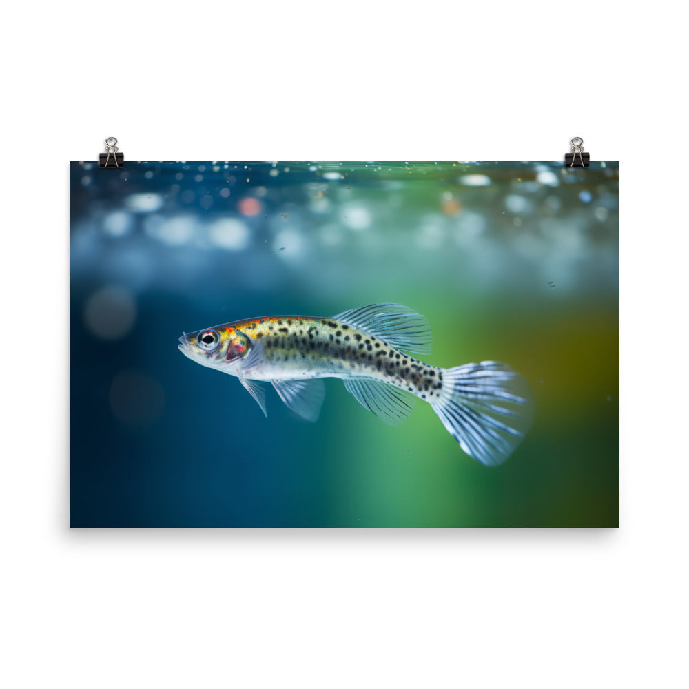 Graceful Female Guppy Gliding in Water Photo paper poster - Posterfy.AI