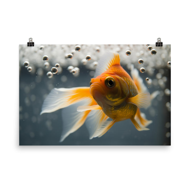 Gorgeous Goldfish in a Glass Tank Photo paper poster - Posterfy.AI