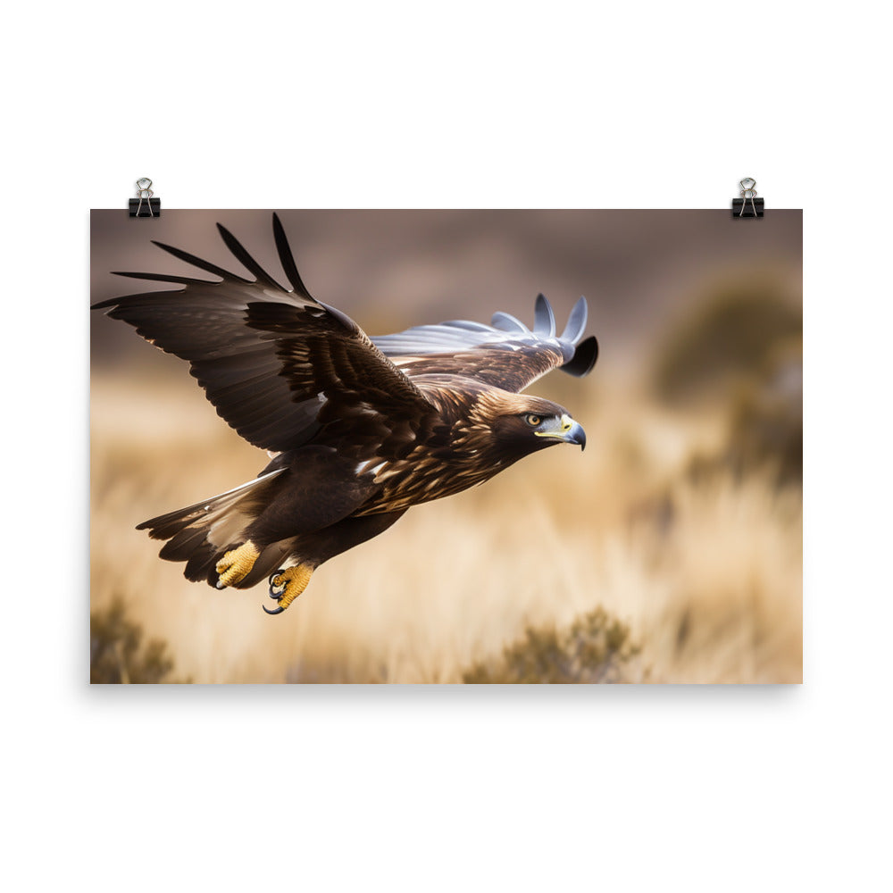 A Golden Eagle in mid flight Photo paper poster - Posterfy.AI