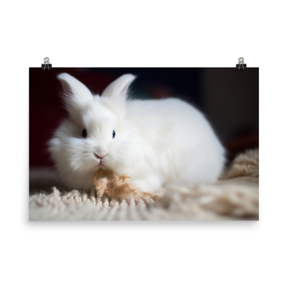 Angora Rabbit Playtime photo paper poster - Posterfy.AI