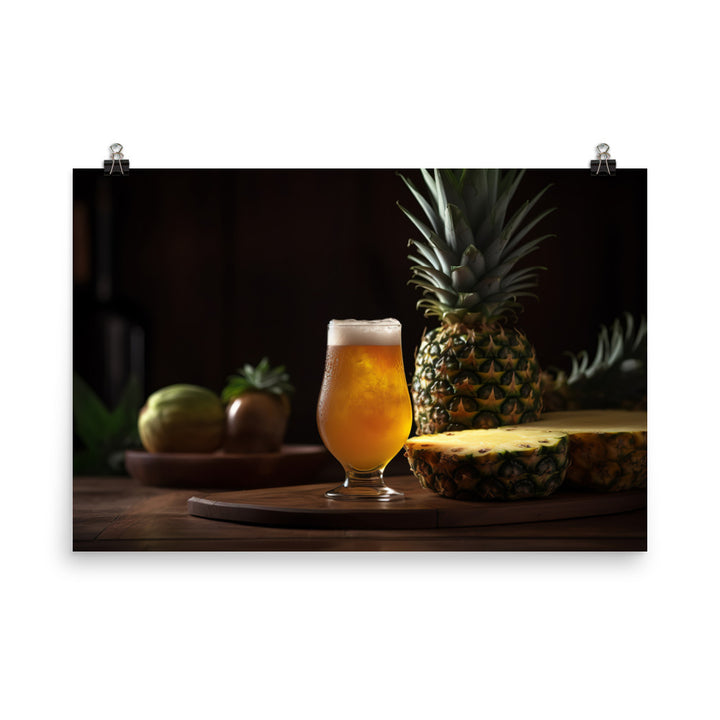 A Refreshing Sour Beer with Pineapple photo paper poster - Posterfy.AI