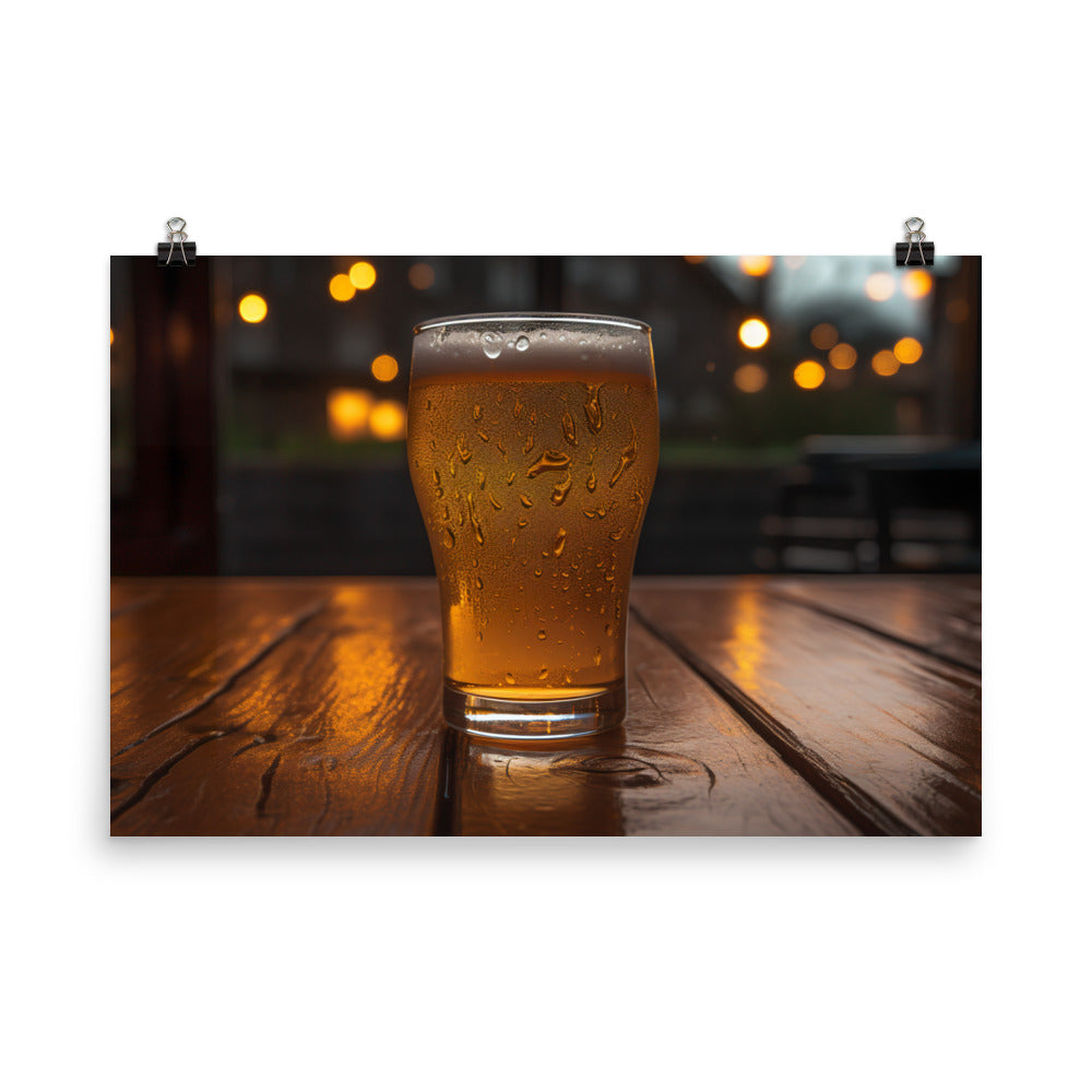 Refreshing Pint of Lager photo paper poster - Posterfy.AI