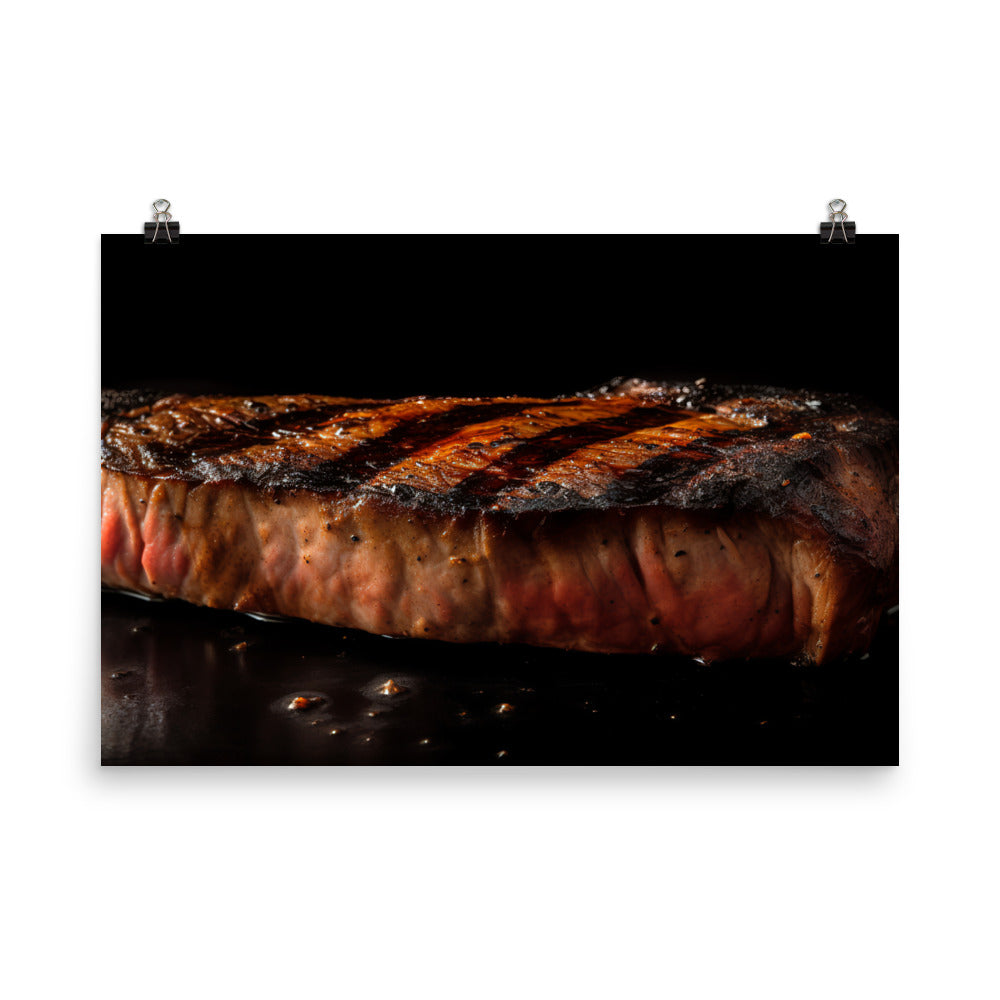 Perfectly Grilled New York Strip photo paper poster - Posterfy.AI