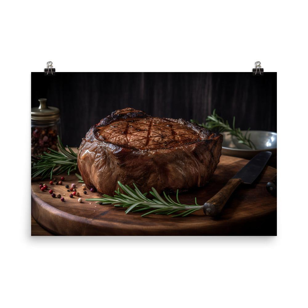 Juicy Ribeye Steak photo paper poster - Posterfy.AI