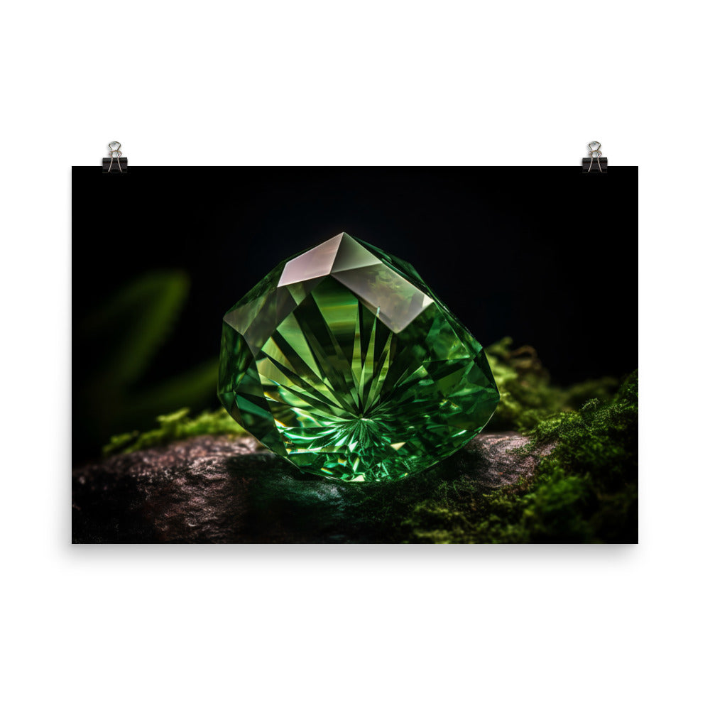 Green diamond with a deep forest photo paper poster - Posterfy.AI