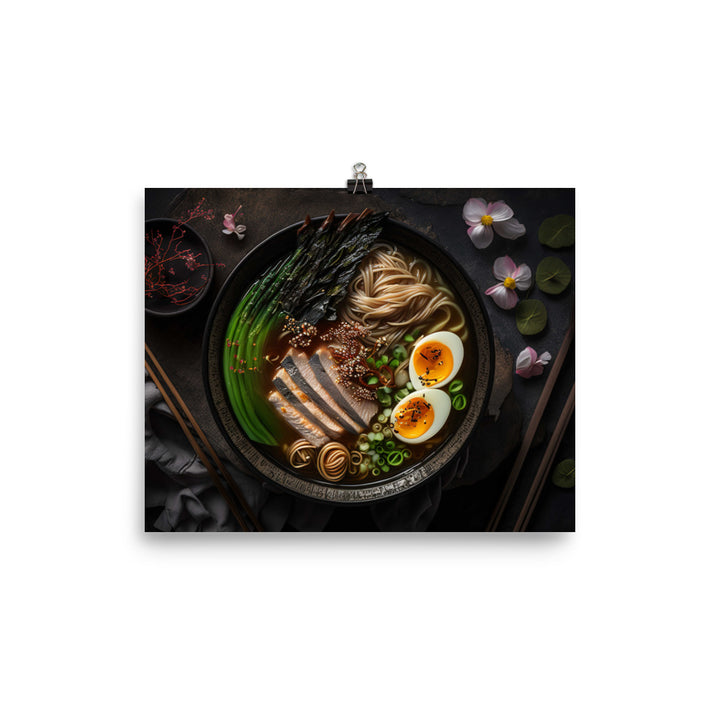 A steaming bowl of rich and savory tonkotsu ramen photo paper poster - Posterfy.AI