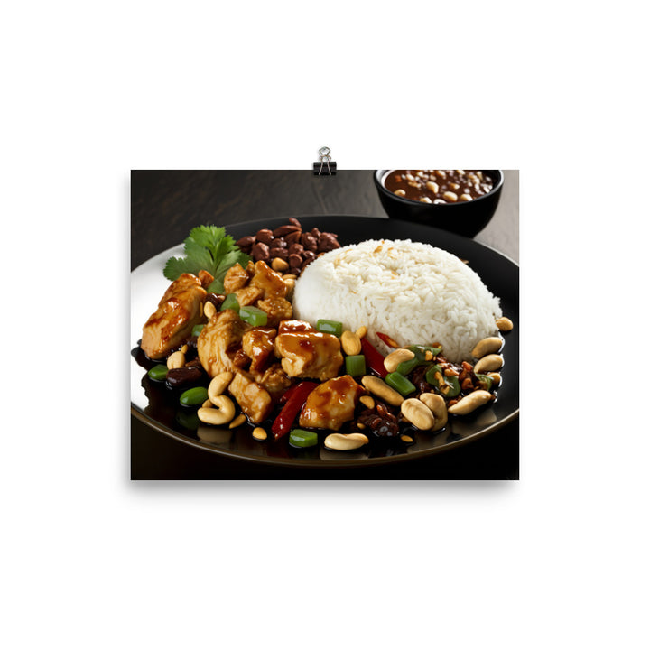 Kung Pao Chicken with rice 宮保雞丁配白飯 photo paper poster - Posterfy.AI