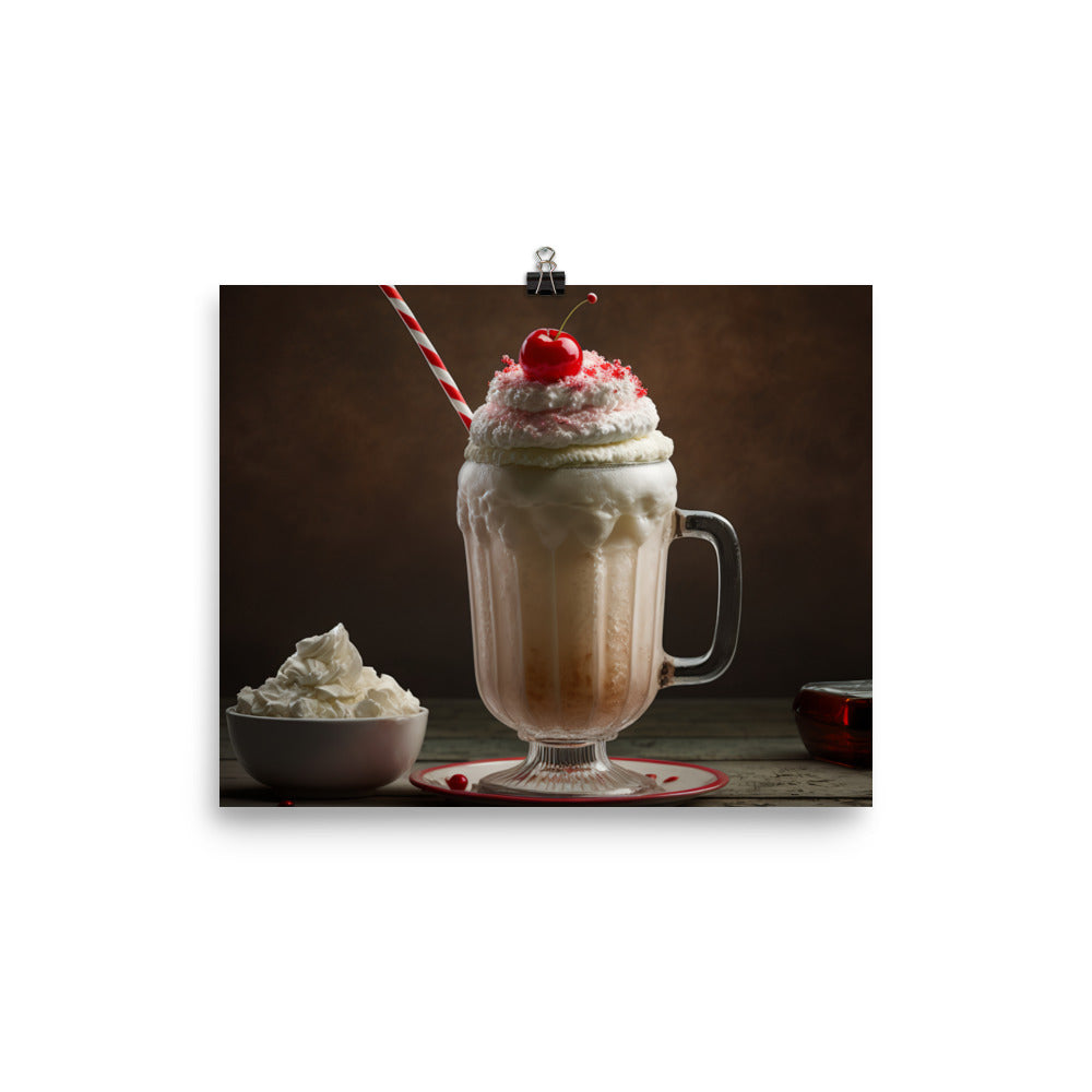 A frosty mug of classic cream soda photo paper poster - Posterfy.AI
