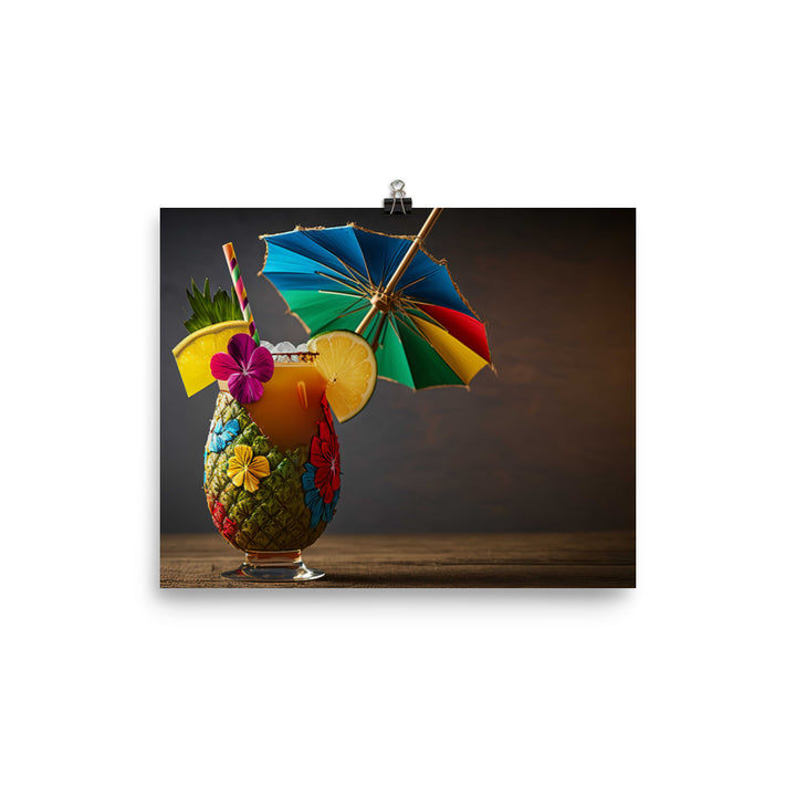 A tropical Mai Tai cocktail photo paper poster - Posterfy.AI