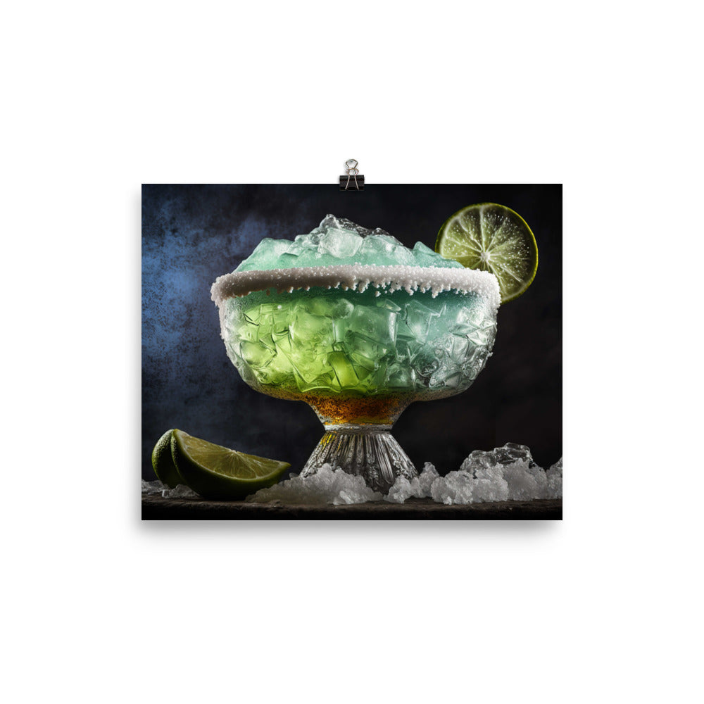 A margarita cocktail with salt rimmed glass photo paper poster - Posterfy.AI