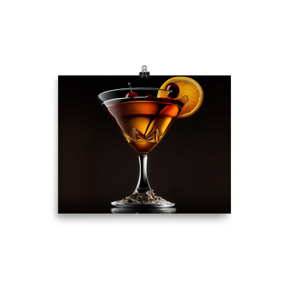 A classic Manhattan cocktail with a twist of orange photo paper poster - Posterfy.AI