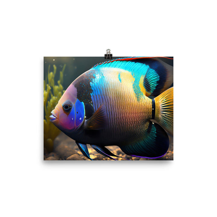 Rainbow colored angelfish in a planted aquarium photo paper poster - Posterfy.AI