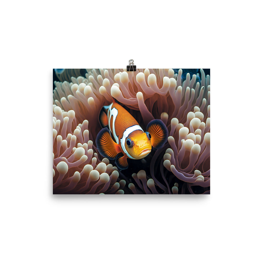 A playful clownfish swimming photo paper poster - Posterfy.AI