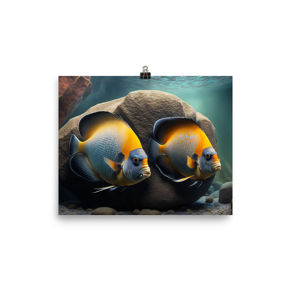 A pair of angelfish guarding their eggs photo paper poster - Posterfy.AI