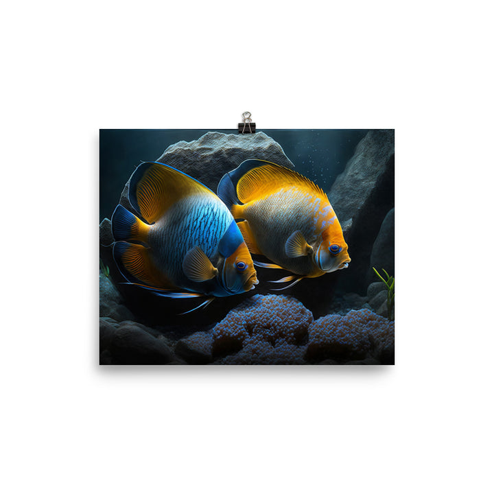 A pair of angelfish guarding their eggs photo paper poster - Posterfy.AI