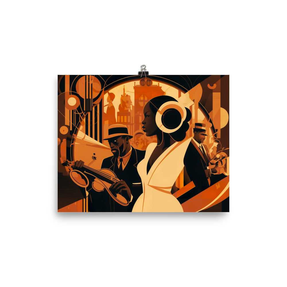 Jazz band in Art Deco era photo paper poster - Posterfy.AI